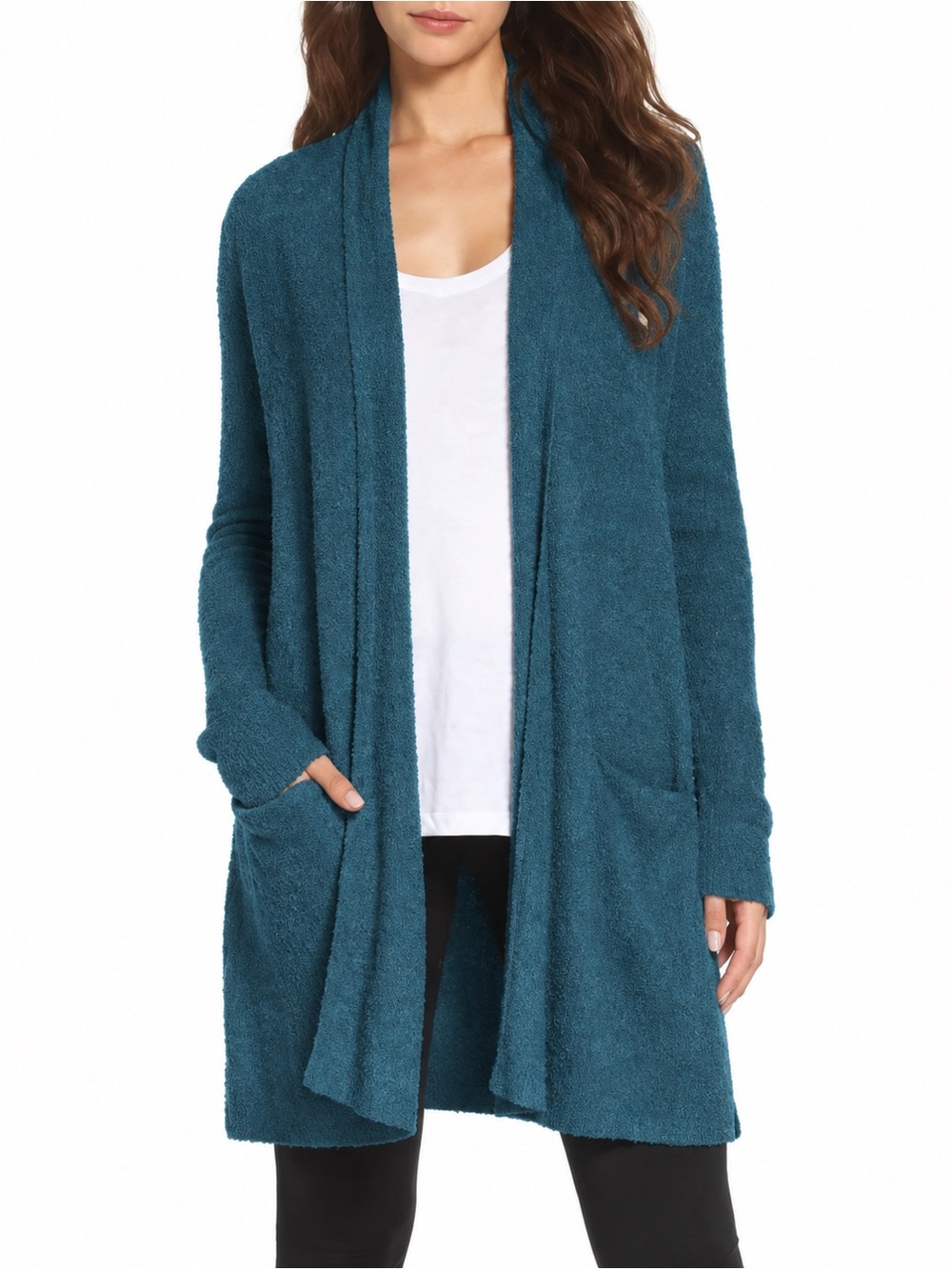 NWT Barefoot Dreams Size XS Cozychic Lite Essential Long card in Deep Teal